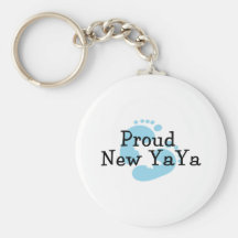 Proud New Yaya Baby boy Footprints Keychain
