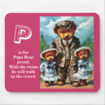 Proud Papa Bear - Letter P - Vintage Teddy Bear mousepads