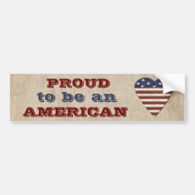 Proud Patriotic American with Heart Bumper Sticker