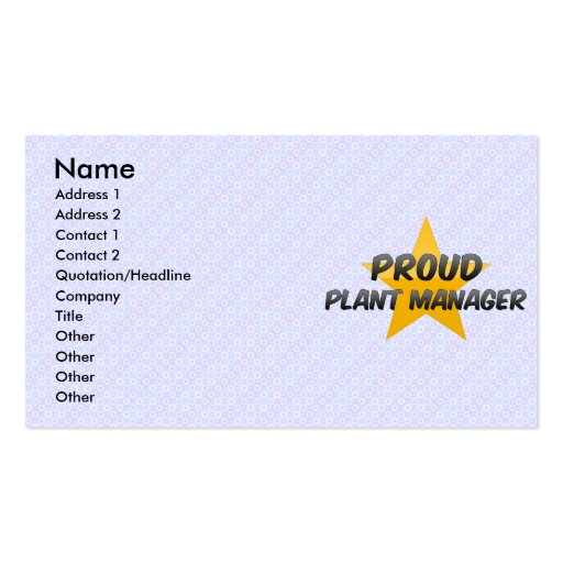 Proud Plant Manager Business Cards