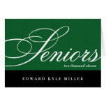 Proud seniors green black graduation announcement greeting card