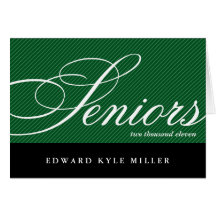 Proud seniors green black graduation announcement greeting card