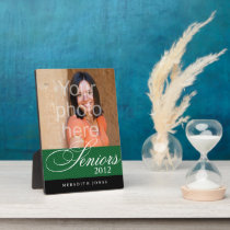 Proud seniors green black graduation class photo plaques
