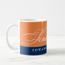 Proud seniors navy blue orange stripes class year mugs
