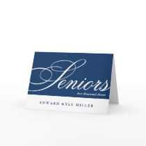 Proud seniors navy white graduation announcement card