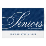 Proud seniors navy white graduation announcement card