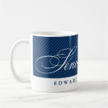 Proud seniors white navy blue stripes class year mugs