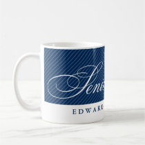 Proud seniors white navy blue stripes class year mugs