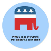 Proud to be everything that liberals can't stand round sticker