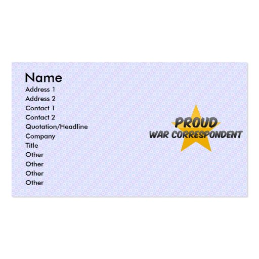 Proud War Correspondent Business Card Templates