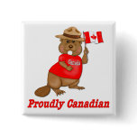 Proudly Canadian Beaver Pinback Button