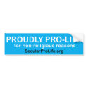 Proudly Pro-Life bumper stickers