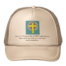 Prov 3:5 Gold Cross Truckers Mesh Hat.