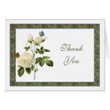 Provencal White Rose Thank You Note Card