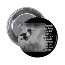 Proverbs 30:5 BIBLE SCRIPTURE with Hummingbird Pinback Buttons