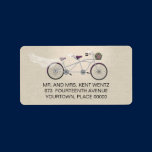 Prune tandem de bicyclette épousant l'adresse de r étiquettes