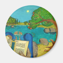 Psalm 1 - Man reads Psalm 1 in Hebrew Bible Refrigerator Magnet