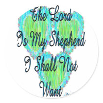 Psalm 23 hearts round sticker