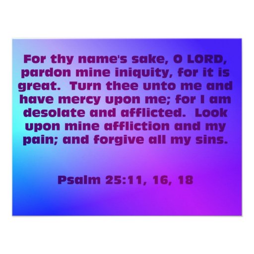 Psalm 25:11, 16, 18 personalized invitation