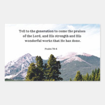 Psalm 78:4 Tell to the generation to come... Sticker