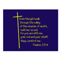 Psalms23-4 Yellow Postcard