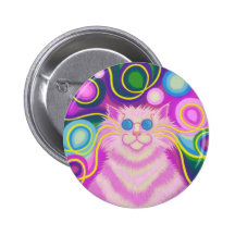 Psy-cat-delic Pink button badge