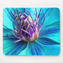 Psychadelic Aquamarine Clematis Mousepads