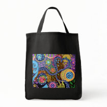 Psychedelic abstract pattern tote bag