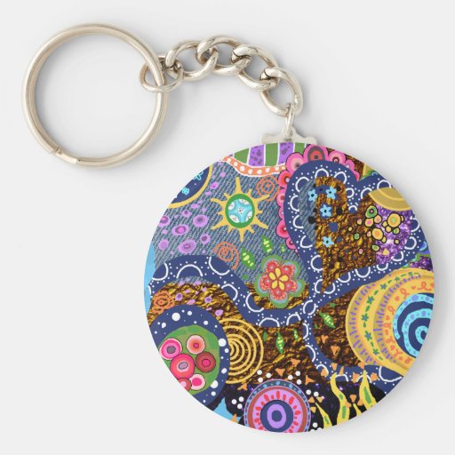 Psychedelic abstract pattern keychains