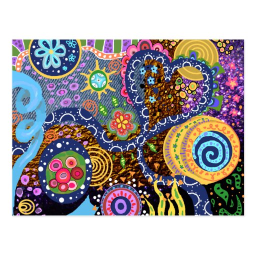 Psychedelic abstract pattern postcard