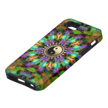 Psychedelic Colours Gold YinYang iPhone4 Case iPhone 5 Case