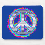 Psychedelic Flaming Peace Sign mousepads