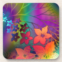 Psychedelic Floral Beverage Coasters