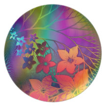 Psychedelic Floral Dinner Plate