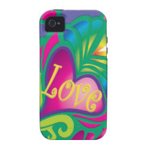 Psychedelic Floral Heart iPhone 4 Cases