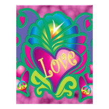Psychedelic Floral Heart Personalized Letterhead