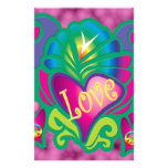 Psychedelic Floral Heart Stationery Design