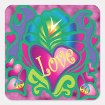 Psychedelic Floral Heart Stickers