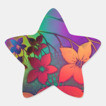 Psychedelic Floral Star Sticker