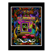 Psychedelic Frog Print With Bonus Monkey Pocket Post Cards