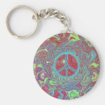 Psychedelic Groovy Trippy Peace Sign Keychain