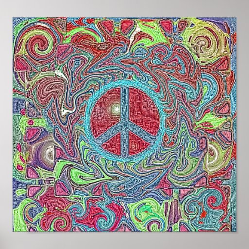 Psychedelic Groovy Trippy Peace Sign Print