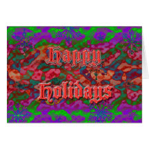 Psychedelic Happy Holidays Snowflakes Card