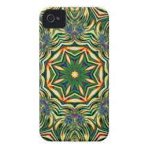 Psychedelic Kaleidoscope 1 green abstract pattern iPhone 4 Case-Mate Case