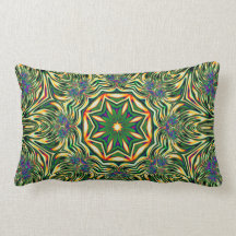 Psychedelic Kaleidoscope 1 (green) abstract Pillow