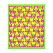 Psychedelic Neon Owl Pattern Canvas Prints