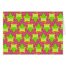 Psychedelic Neon Owl Pattern Greeting Card