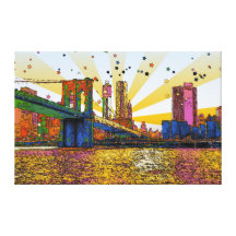 Psychedelic New York City: Brooklyn Bridge, WTC #1 Canvas Print