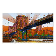 Psychedelic NYC: Brooklyn Bridge #1 Business Card Templates