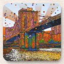 Psychedelic NYC: Brooklyn Bridge #1 Drink Coaster